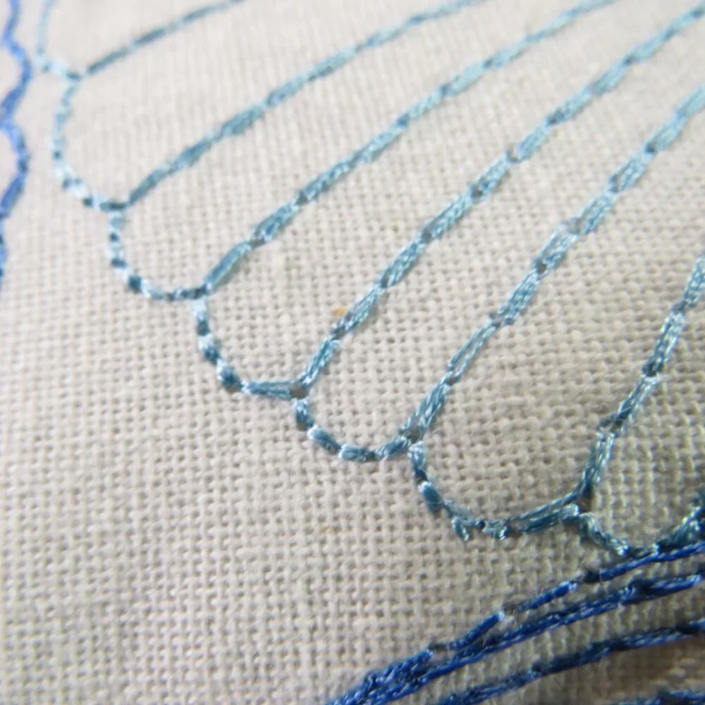 N/A blue embroidered